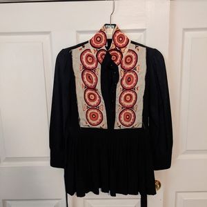 Plenty by Tracy Reese Silk Embroidered Blouse, Sz 6